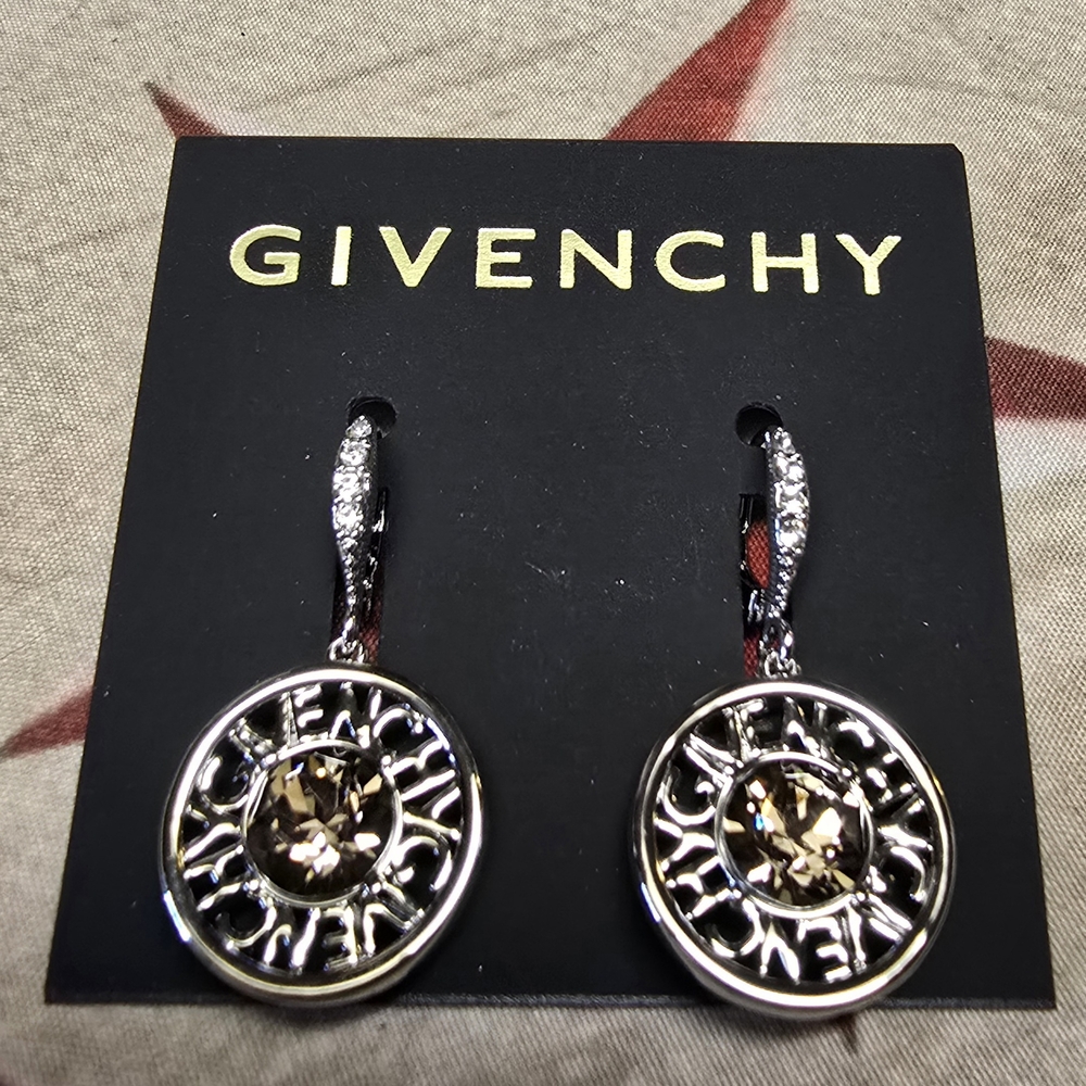 Givenchy Silver and Gold Medallion Earrings with Intricate Design